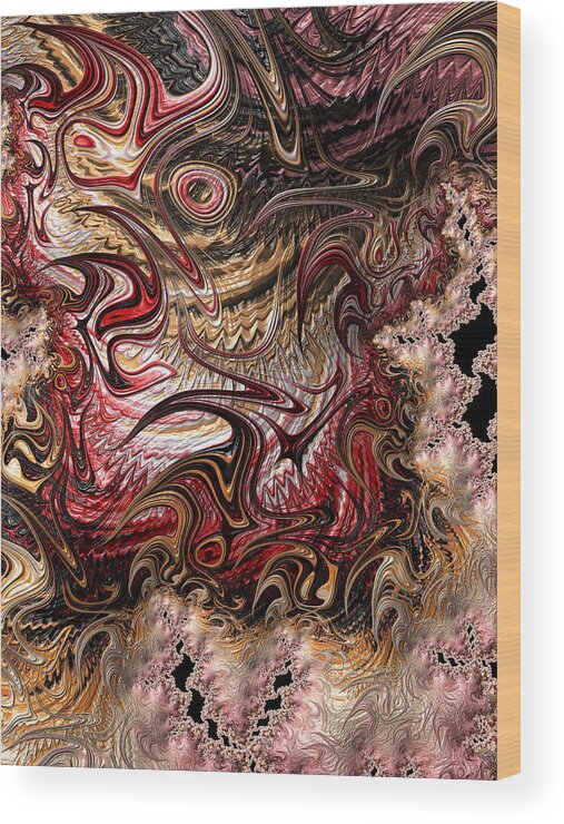 Abstract Wood Print featuring the digital art Chaos by Michele A Loftus