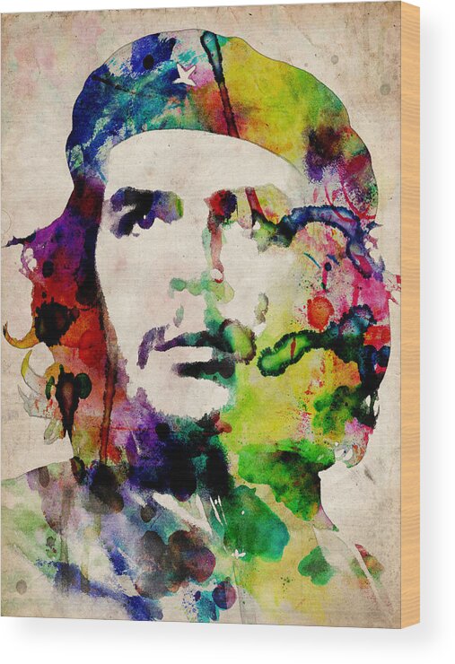 Che Guevara Wood Print featuring the digital art Che Guevara Urban Watercolor by Michael Tompsett