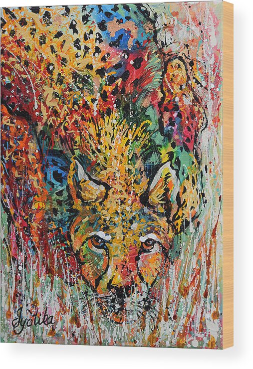 Cheetah Wood Print featuring the painting Cheetah Stalking by Jyotika Shroff