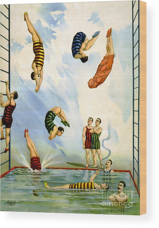 Entertainment Wood Print featuring the photograph Circus Diving Act, 1898 by Science Source