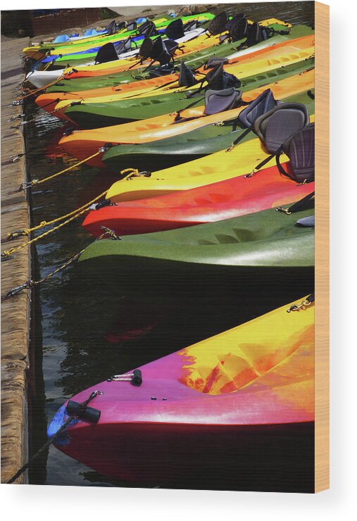 Kayak Wood Print featuring the photograph Colorful Kayaks by Marcia Socolik