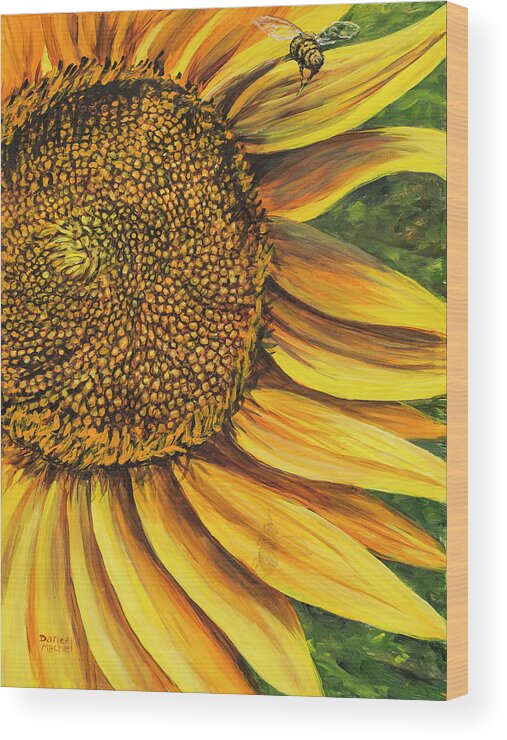 Flower Wood Print featuring the painting Coming In For A Landing by Darice Machel McGuire