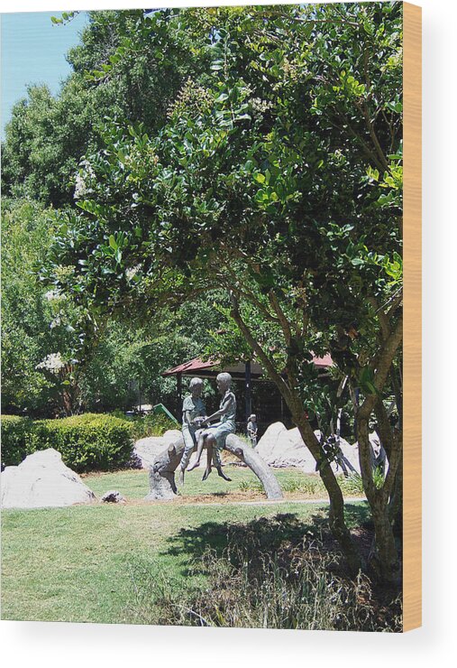 Parks And Recreation Wood Print featuring the photograph Common Ground Shared Turtle Statue by Christopher Mercer