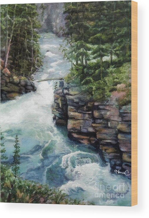 Nancy Charbeneau Wood Print featuring the painting Cool River by Nancy Charbeneau