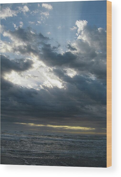 Sunrise Wood Print featuring the photograph Coastal Bend Winter Haiku book cover image by Judith Lauter