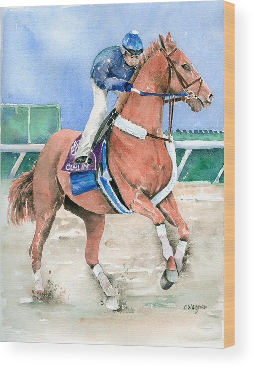 Curlin Wood Print featuring the painting Curlin by Arline Wagner