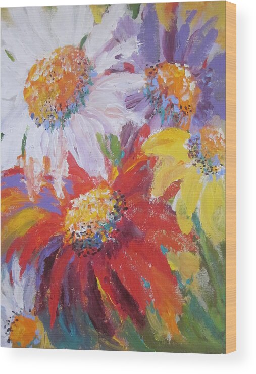 Floral Wood Print featuring the painting Daised to Distraction by Sandra Strohschein