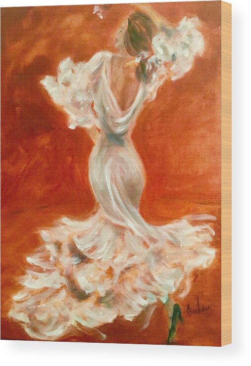 Senorita Wood Print featuring the painting Dancing Senorita  by Anne Barberi