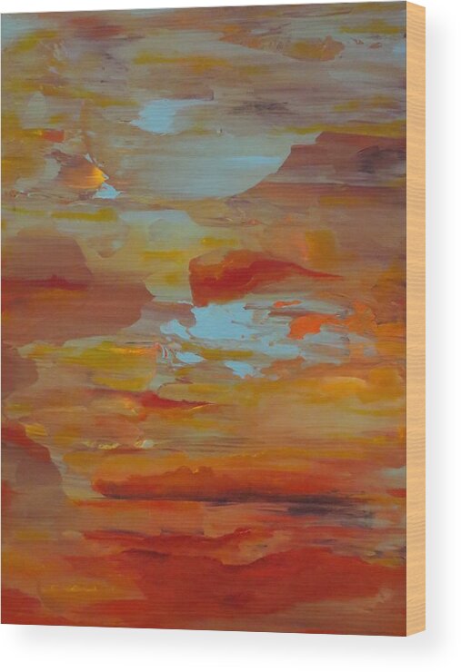 Abstract Wood Print featuring the painting Days End by Soraya Silvestri