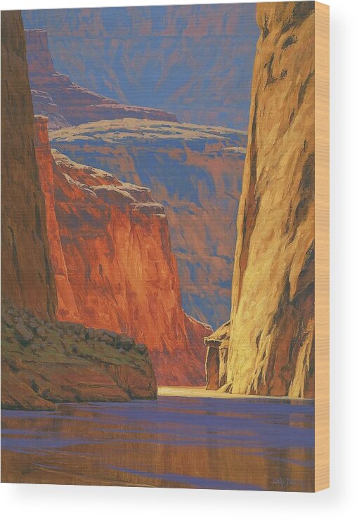 Grand Canyon Wood Print featuring the painting Deep in the Canyon by Cody DeLong