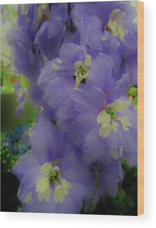 Delphinium Wood Print featuring the photograph Delphinium Blues by Sharon Ackley