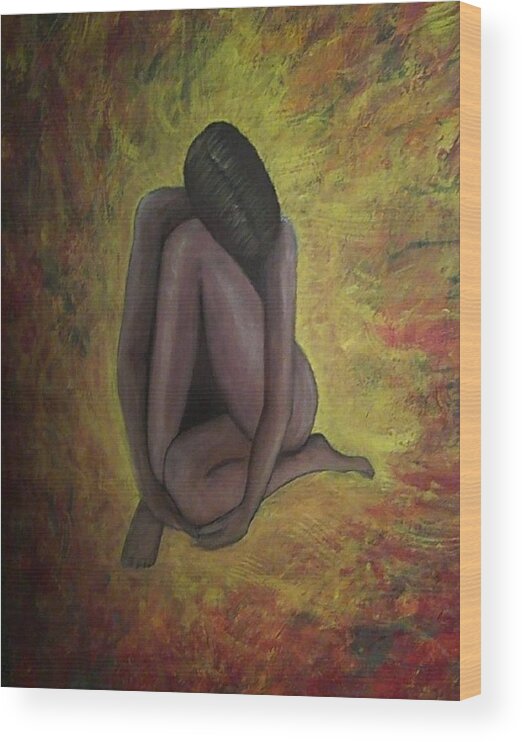 #womenwithfire #abstractartwithwoman #firewoman #coolabstractart #abstractartforsale #camvasartprints #originalartforsale #abstractartpaintings Wood Print featuring the painting Desolation to Enlightenment by Cynthia Silverman