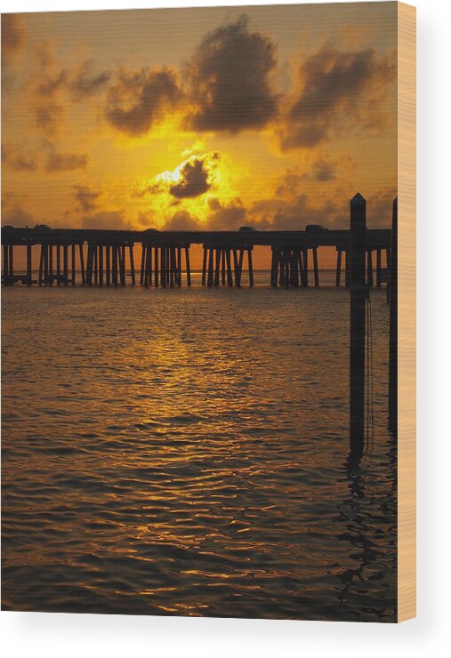 Sunset Wood Print featuring the photograph Destin Harbor Sunset 1 by James Granberry