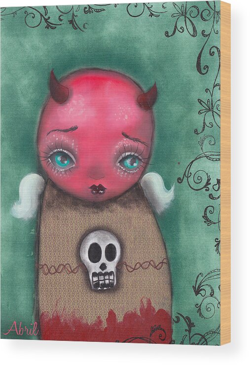 Devil Wood Print featuring the painting Devil Girl by Abril Andrade