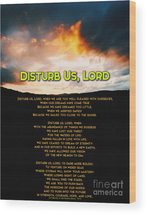 Prayer Wood Print featuring the painting Disturb Us Lord by Celestial Images