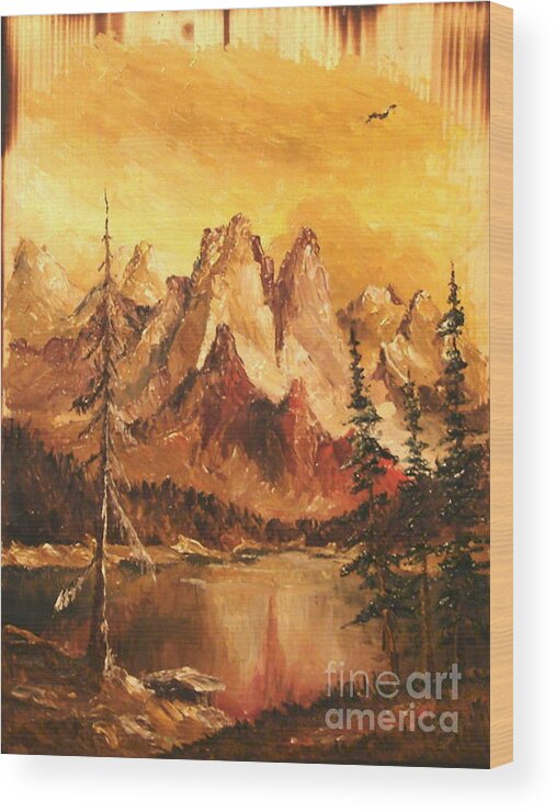 Mountain Wood Print featuring the painting Dolomiti by Sorin Apostolescu