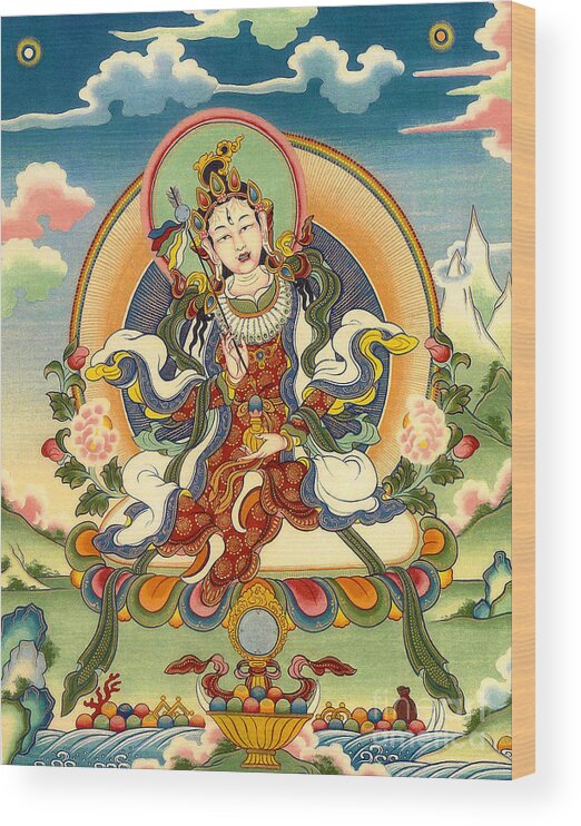 Thangka Wood Print featuring the painting Dorje Yudronma by Sergey Noskov