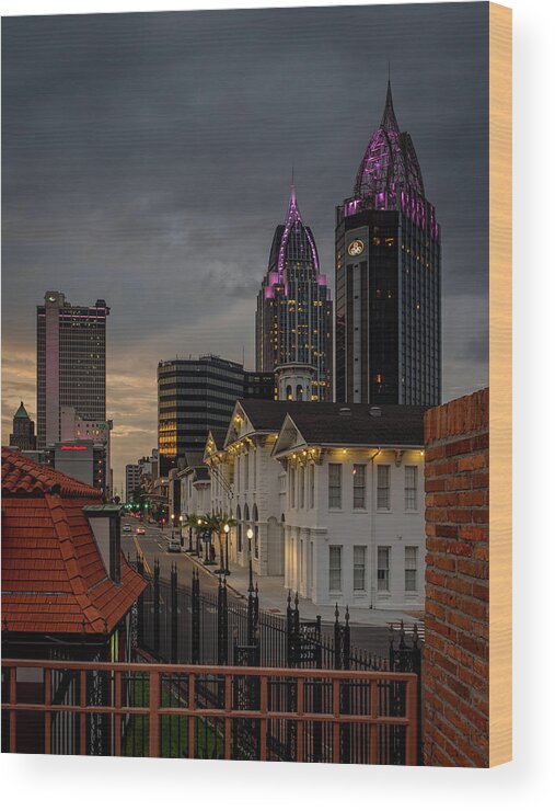 Alabama Wood Print featuring the photograph Downtown View from Fort Conde by Brad Boland