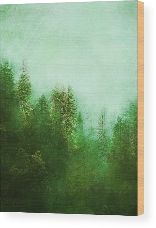 Nature Wood Print featuring the digital art Dreamy Spring Forest by Klara Acel