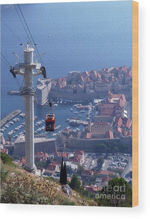 Dubrovnik Cable Car Wood Print featuring the photograph Dubrovnik Cable Car - Old City - Croatia by Phil Banks