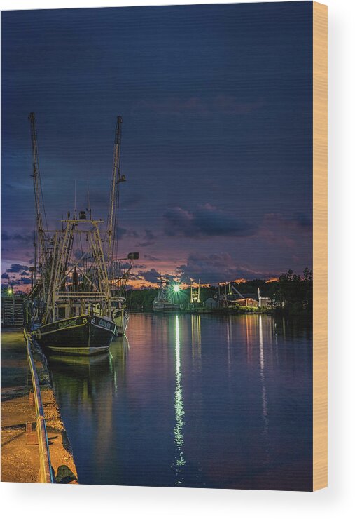 Dusk Wood Print featuring the photograph Dusk Colors in the Bayou by Brad Boland