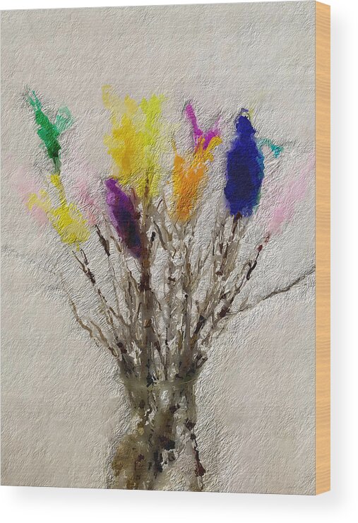 Swedish Wood Print featuring the painting Easter Tree- Abstract Art by Linda Woods by Linda Woods