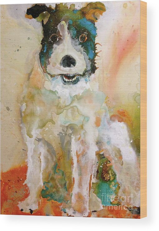 Dog Wood Print featuring the painting Edinger by Kasha Ritter