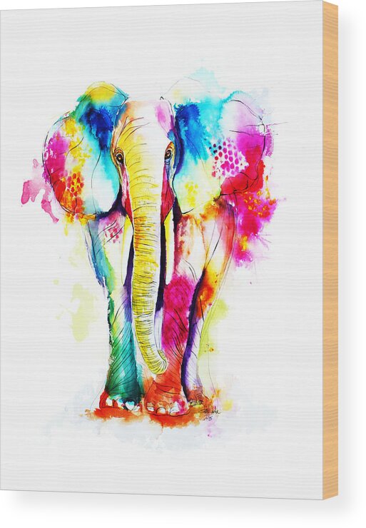 Elephant Wood Print featuring the painting Elephant by Isabel Salvador