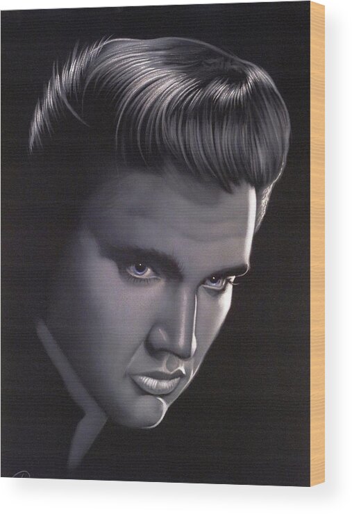 Velvet Painting Wood Print featuring the painting Elvis Presley Portrait by Ramirez