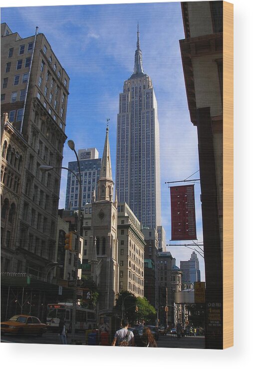 Art Wood Print featuring the photograph Empire State Building-New York City-Manhattan Skyline by Candace Garcia