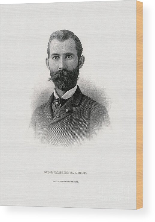 Engraved Portrait Of Rep. Marcus C. Lisle Wood Print featuring the painting Engraved portrait of Rep. Marcus C. Lisle by Celestial Images