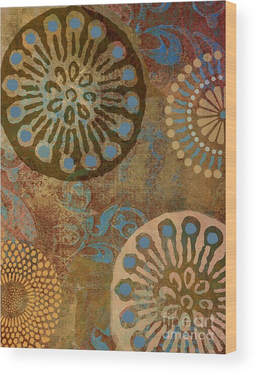 Pattern Wood Print featuring the painting Etheric Circles Ethnic Art Pattern by Mindy Sommers