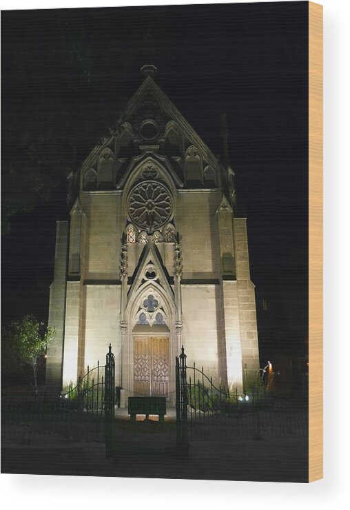 Photography Wood Print featuring the photograph Evening at Loretto Chapel Santa Fe by Kurt Van Wagner
