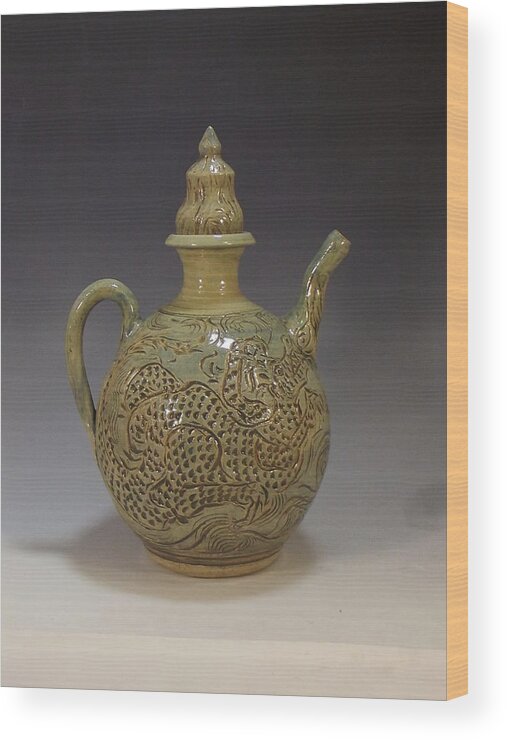 Ewer Wood Print featuring the ceramic art Ewer by Stephen Hawks