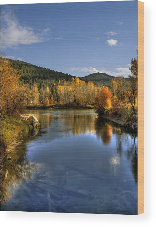 Hdr Wood Print featuring the photograph Fall at Blackbird Island by Brad Granger