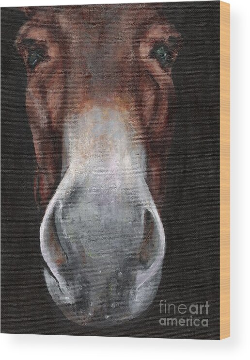 Mule Wood Print featuring the painting Fannie by Frances Marino