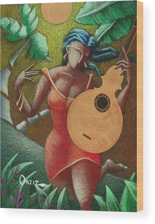 Puerto Rico Wood Print featuring the painting Fantasia Boricua by Oscar Ortiz