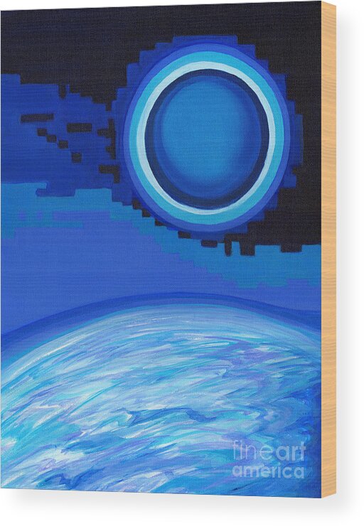 Total Solar Eclipse Wood Print featuring the painting Far Above The World by Tanya Filichkin