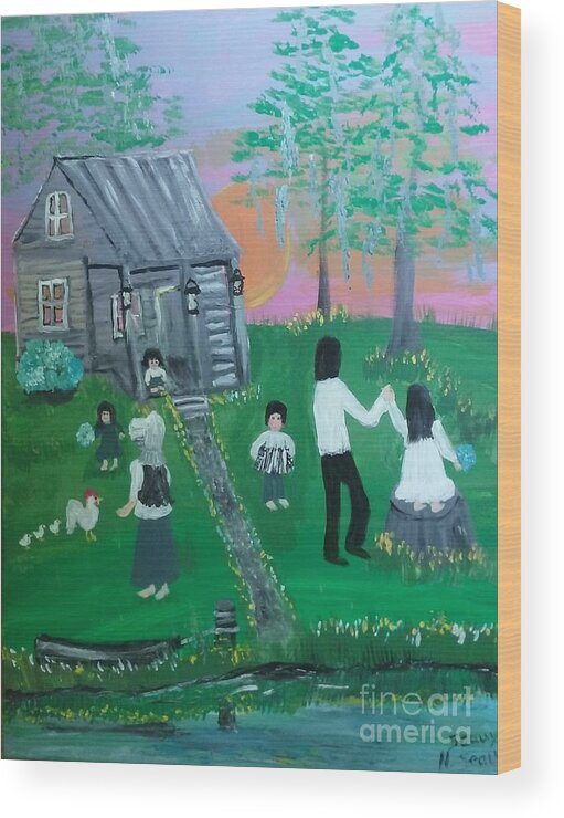 Father's Day Waltz Wood Print featuring the painting Fathers Day Waltz by Seaux-N-Seau Soileau