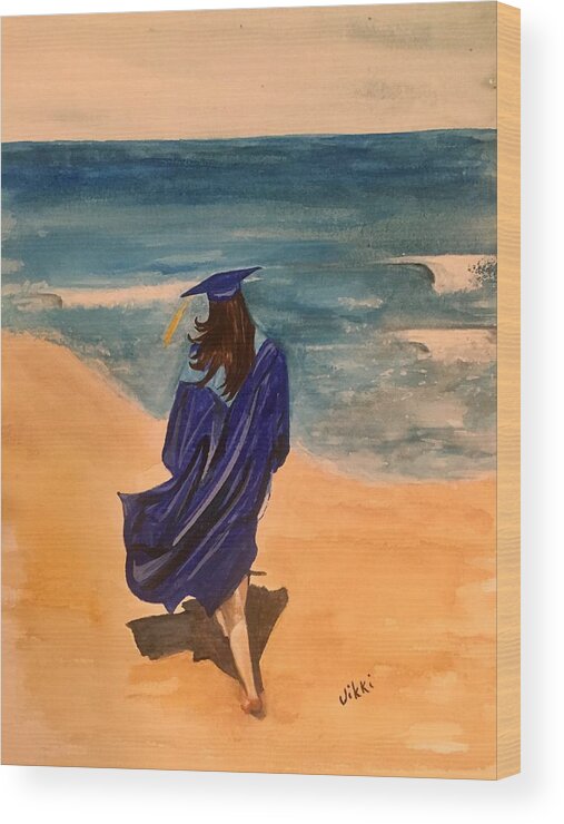 Graduation Wood Print featuring the painting Feeling Proud by Vikki Angel