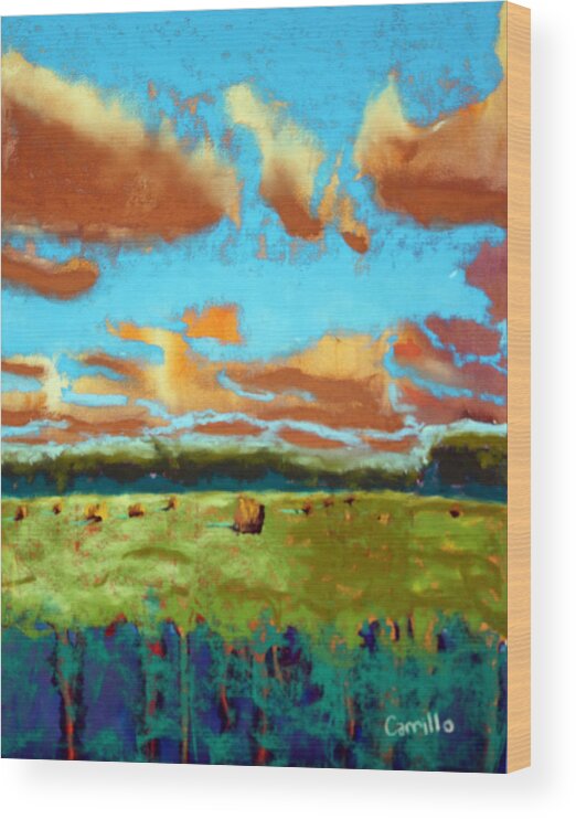 Landscape Wood Print featuring the painting Field of Color by Ruben Carrillo