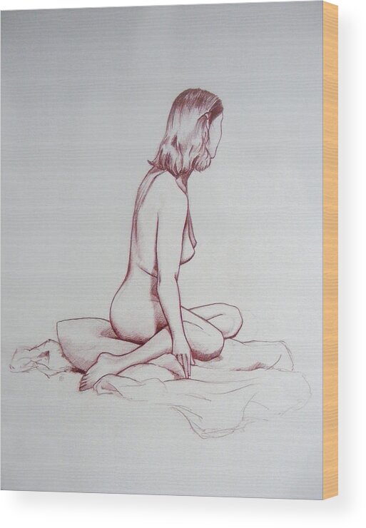 Figure Wood Print featuring the drawing Figure Study by William Russell Nowicki