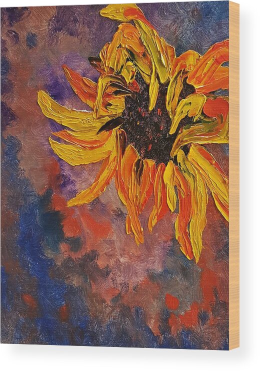 Fire Flower Wood Print featuring the painting FireSpace Flower 27 by Cheryl Nancy Ann Gordon