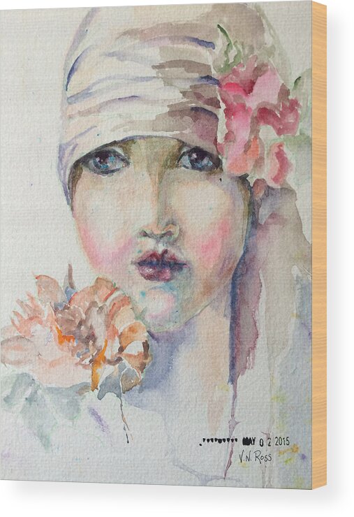 Girl Wood Print featuring the painting Flapper by Vicki Ross