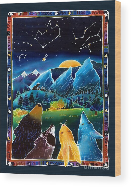 Night Scene Wood Print featuring the painting Flatirons Stargazing by Harriet Peck Taylor