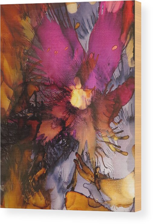 Abstract Wood Print featuring the painting Flora by Soraya Silvestri