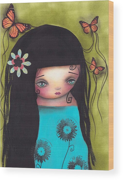 Butterfly Wood Print featuring the painting Fly Away by Abril Andrade