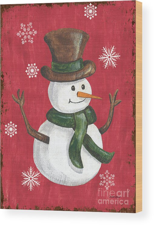 #faaAdWordsBest Wood Print featuring the painting Folk Snowman by Debbie DeWitt