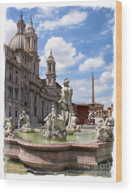 Fontana Del Moro.rome Wood Print featuring the photograph Fontana del Moro.Rome by Jennie Breeze