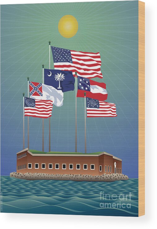 Fort Sumter Wood Print featuring the digital art Fort Sumter, Charleston, SC by Joe Barsin